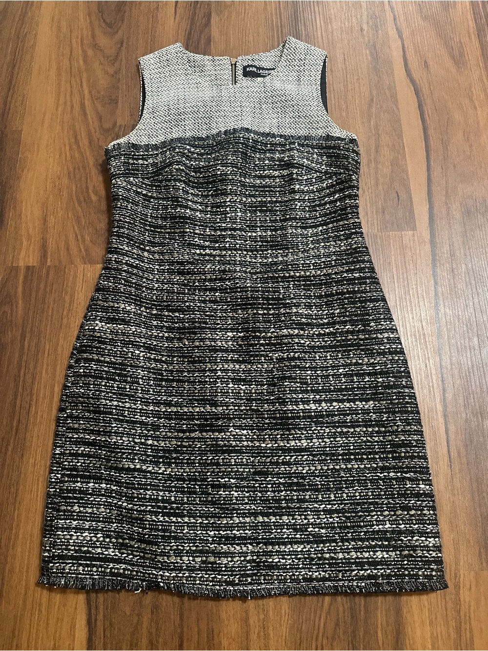 Karl Lagerfeld Black & White Tweed Sheath Dress